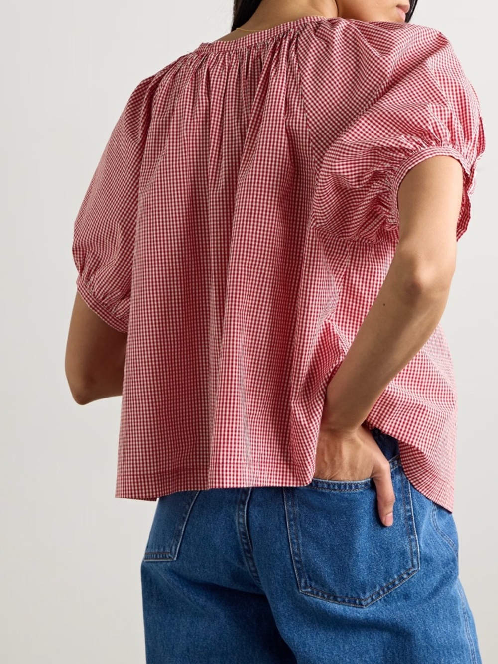 Industry Gingham Top Red Gingham June Puff Sleeve Size Small NWT - Picture 15 of 17